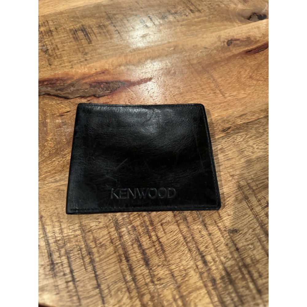 Kenwood Black Leather Bifold Wallet Coin‎ Pocket Vintage Men's Wallet